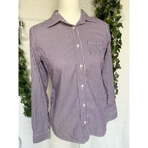 American Eagle Outfitters Cotton Purple White Striped Button Up Shirt